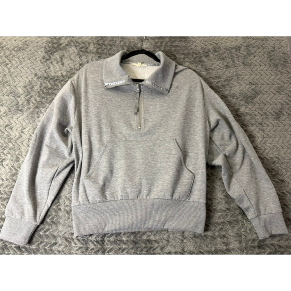Earth Yoga Womens Gray Quarter Zip Sweatshirt Fleece PulloverSize Large 0260